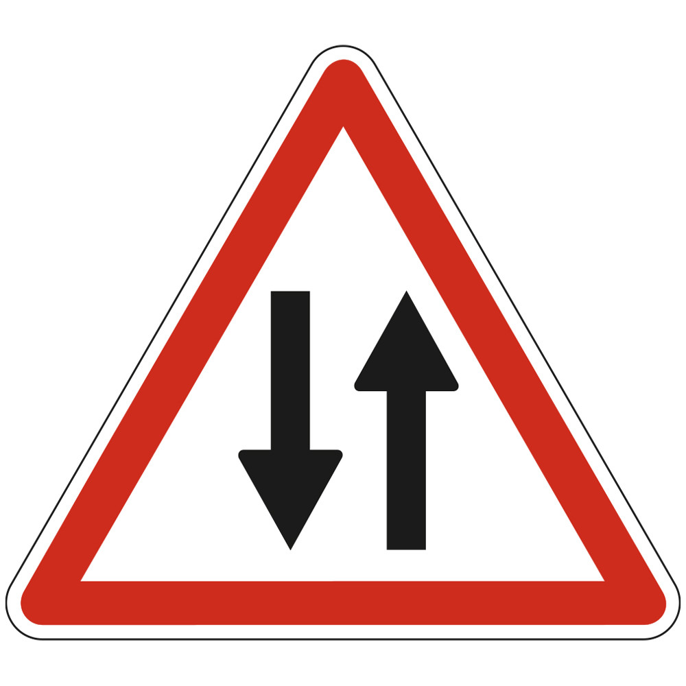 Panneau Danger Circulation dans les 2 sens A18 Signalisation Triangulaire Bord Rouge Panneau Sécurité Routière Panneau Danger Circulation dans les 2 sens A18 Signalisation Triangulaire Bord Rouge Panneau Sécurité Routière