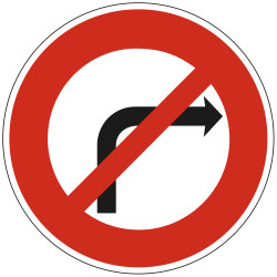 Panneau Interdiction de tourner à droite B2b Signalisation Ronde Bord Rouge Panneau Sécurité Routière