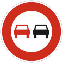 Panneau Interdiction de dépasser tous les véhicules à moteur B3 Signalisation Ronde Bord Rouge Panneau Sécurité Routière