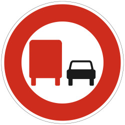 Panneau Interdiction aux transports de plus de 3.5 t. de dépasser tous les véhicules moteur B3a Signalisation Ronde