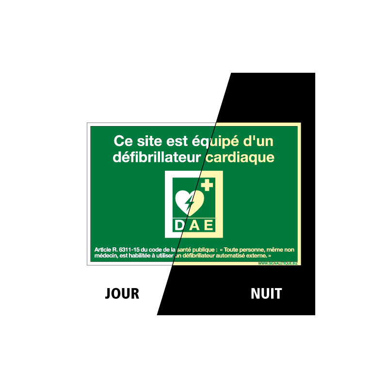 PANNEAU CE SITE EST EQUIPE D'UN DEFIBRILLATEUR CARDIAQUE PHOTOLUMINESCENT (B0355-PHO) PANNEAU CE SITE EST EQUIPE D'UN DEFIBRILLATEUR CARDIAQUE PHOTOLUMINESCENT (B0355-PHO)