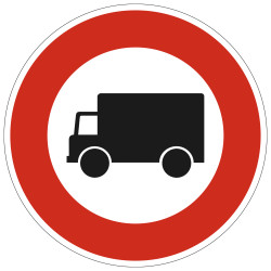 Panneau Interdiction Accès interdit aux véhicules affectés au transport de marchandises B8 Signalisation Ronde Bord Rouge Pannea