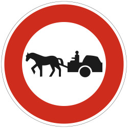 Panneau Interdiction Accès interdit aux véhicules à traction animale B9c Signalisation Ronde Bord Rouge Panneau Sécurité