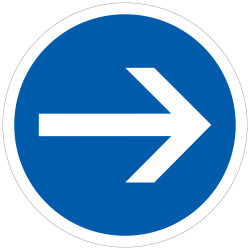 Panneau Obligation de tourner à droite avant le panneau B21-1 Signalisation Ronde Fond bleu Panneau Sécurité Routière