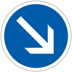 Panneau Obligation contournement obligatoire par la droite B21a1 Signalisation Ronde Fond bleu Panneau Sécurité Routière