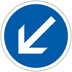 Panneau Obligation Contournement obligatoire par la gauche B21a2 Signalisation Ronde Fond bleu Panneau Sécurité Routière