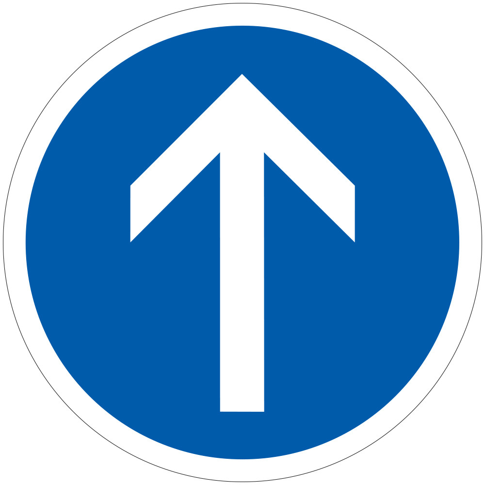 Panneau Obligation Direction obligatoire à la prochaine intersection tout droit B21b Signalisation Ronde Fond bleu Panneau Panneau Obligation Direction obligatoire à la prochaine intersection tout droit B21b Signalisation Ronde Fond bleu Panneau