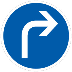 Panneau Obligation Direction obligatoire à la prochaine intersection à droite B21c1 Signalisation Ronde Fond bleu Panneau