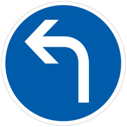 Panneau Obligation Direction obligatoire à la prochaine intersection à gauche B21c2 Signalisation Ronde Fond bleu Panneau