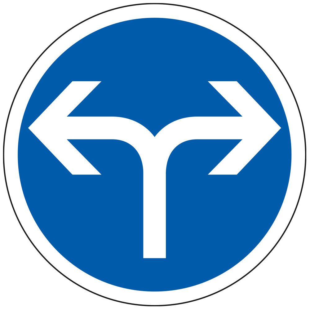 Panneau Obligation Directions obligatoires à la prochaine intersection à droite ou à gauche B21e Signalisation Ronde Fond bleu P Panneau Obligation Directions obligatoires à la prochaine intersection à droite ou à gauche B21e Signalisation Ronde Fond bleu P
