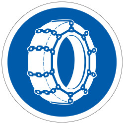 Panneau Obligation Chaînes à neige obligatoires B26 Signalisation Ronde Fond bleu Panneau Sécurité Routière