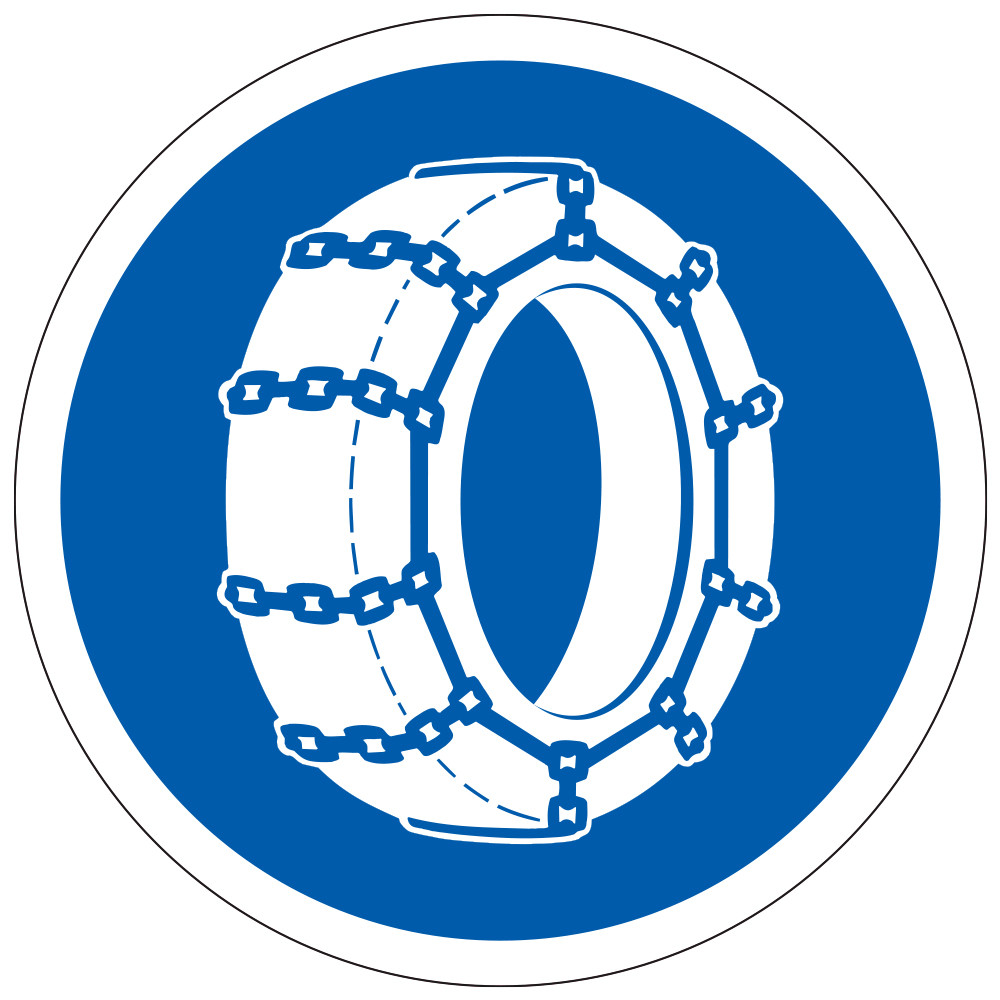 Panneau Obligation Chaînes à neige obligatoires B26 Signalisation Ronde Fond bleu Panneau Sécurité Routière Panneau Obligation Chaînes à neige obligatoires B26 Signalisation Ronde Fond bleu Panneau Sécurité Routière