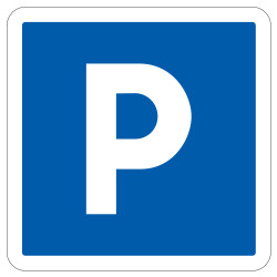 Panneau d'indication Lieu aménagé pour le stationnement C1a Signalisation Carré Fond bleu Panneau Sécurité Routière