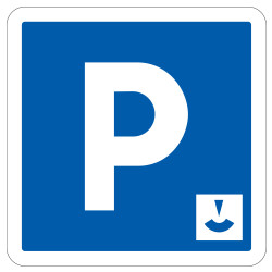 Panneau d'indication Lieu aménagé pour le stationnement gratuit à durée limitée avec contrôle C1b Signalisation Carré Fond bleu