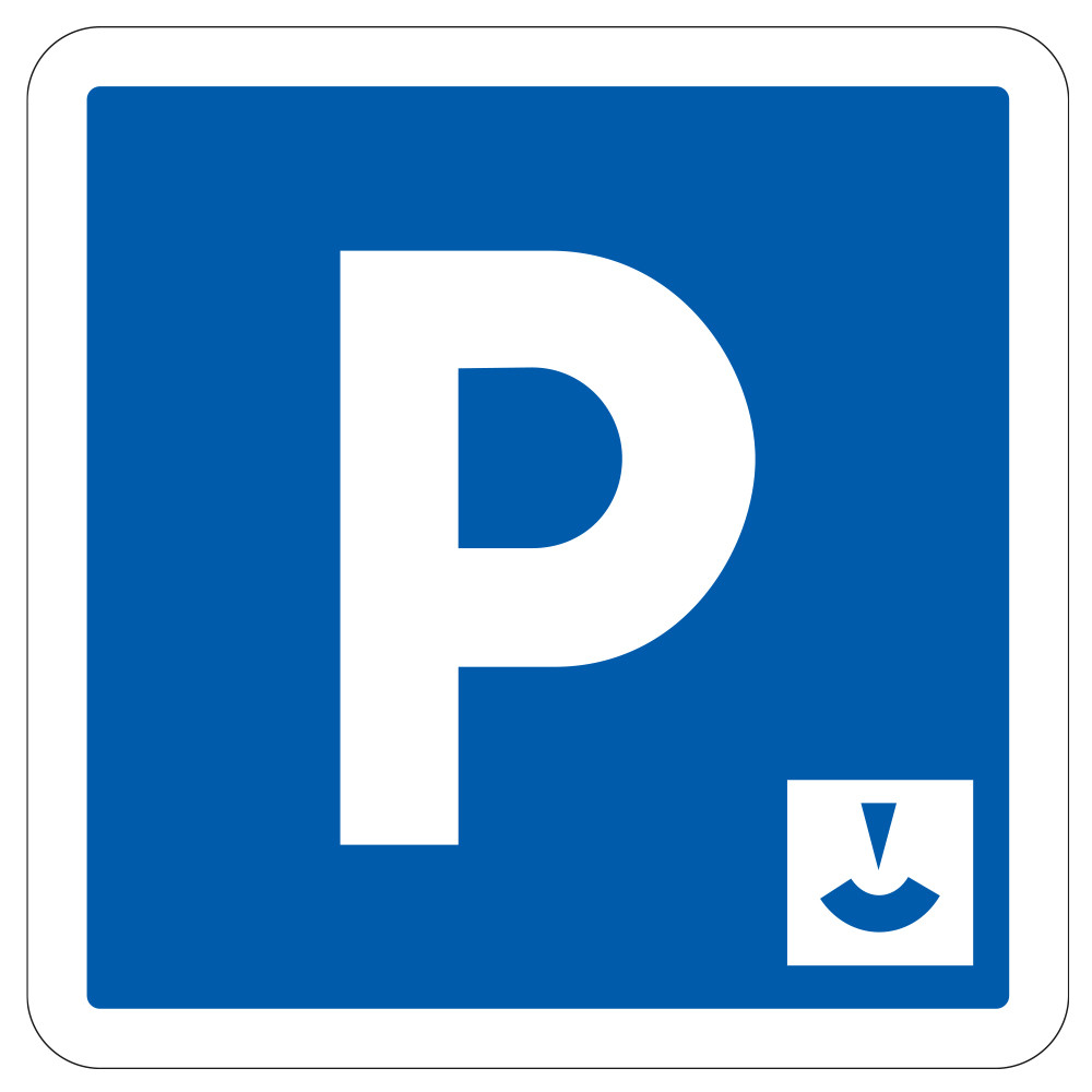 Panneau d'indication Lieu aménagé pour le stationnement gratuit à durée limitée avec contrôle C1b Signalisation Carré Fond bleu 