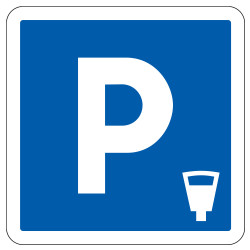 Panneau d'indication Lieu aménagé pour le stationnement payant C1c Signalisation Carré Fond bleu Panneau Sécurité Routière