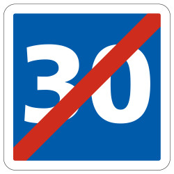 Panneau de fin d'indication fin de vitesse conseillée personnalisable C4b Signalisation Carré Fond bleu Panneau Sécurité