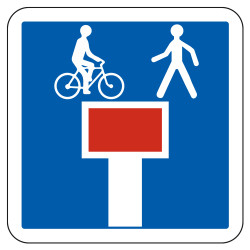Panneau d'indication Impasse uniquement accessible par les piétons et les cyclistes C13d Signalisation Carré Fond bleu Panneau