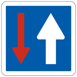 Panneau d'indication Priorité par rapport à la circulation venant en sens inverse C18 Signalisation Carré Fond bleu Panneau