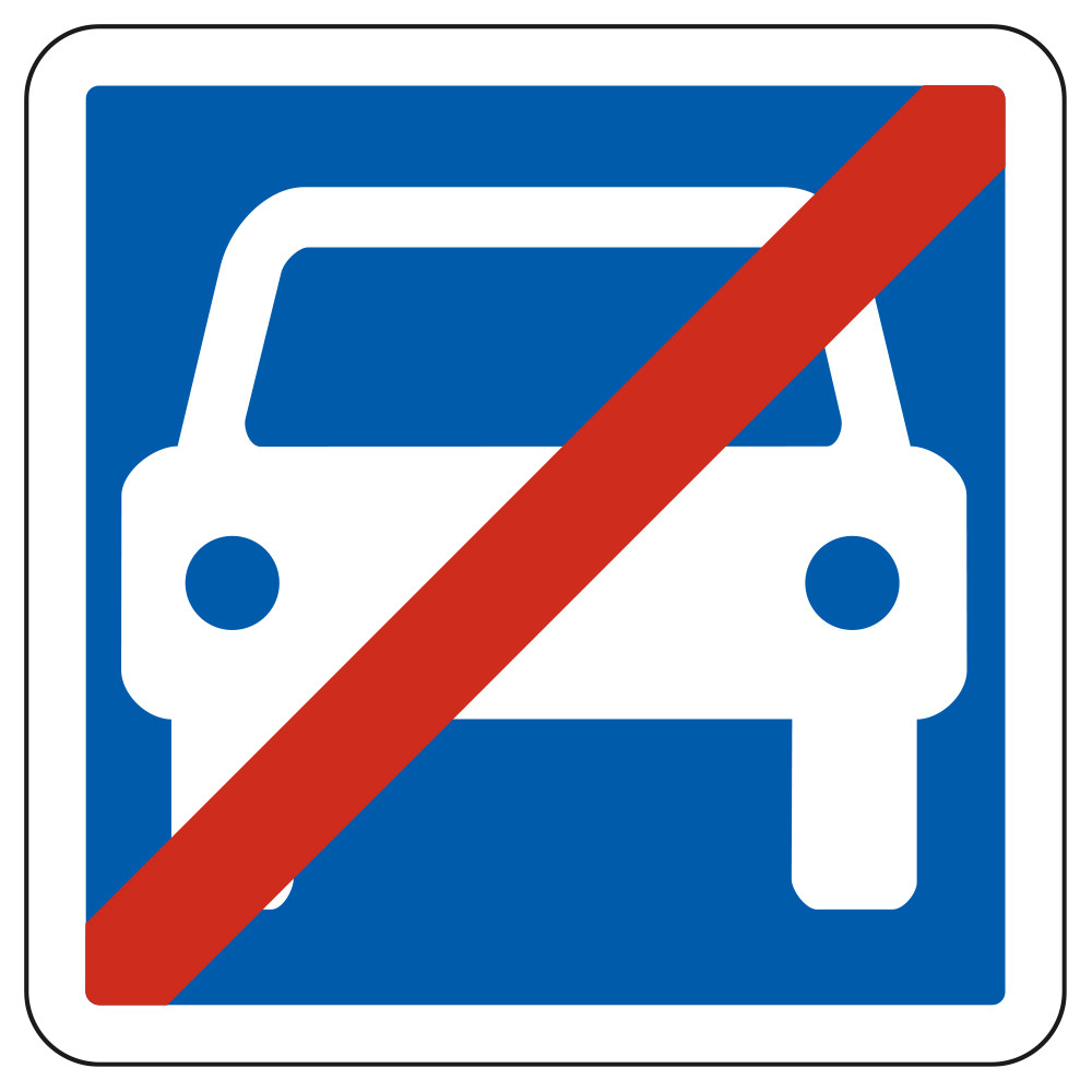 Panneau de fin d'indication fin de route à accès réglementé C108 Signalisation Carré Fond bleu Panneau Sécurité Routière