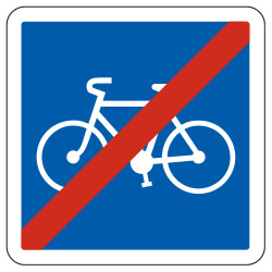 Panneau de fin d'indication fin d'une piste ou bande cyclable C114 Signalisation Carré Fond bleu Panneau Sécurité Routière