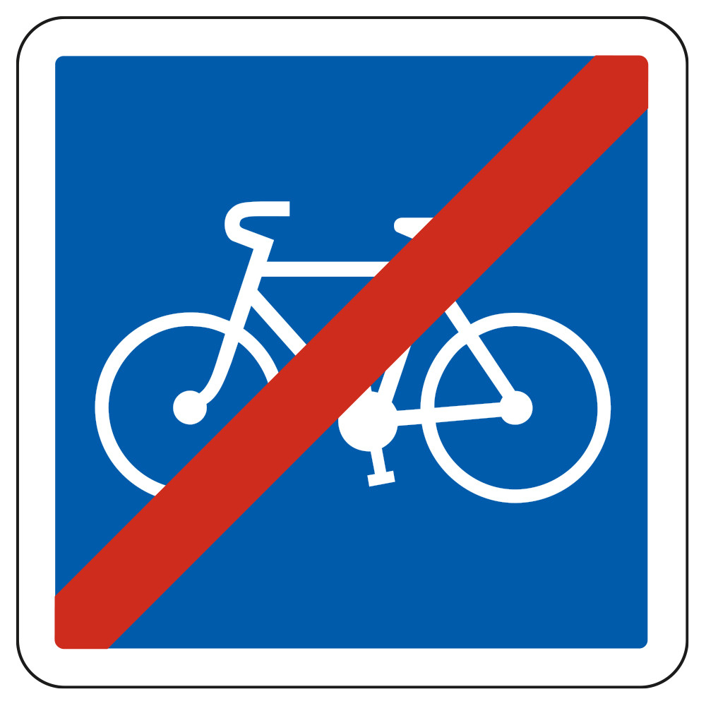 Panneau de fin d'indication fin d'une piste ou bande cyclable C114 Signalisation Carré Fond bleu Panneau Sécurité Routière