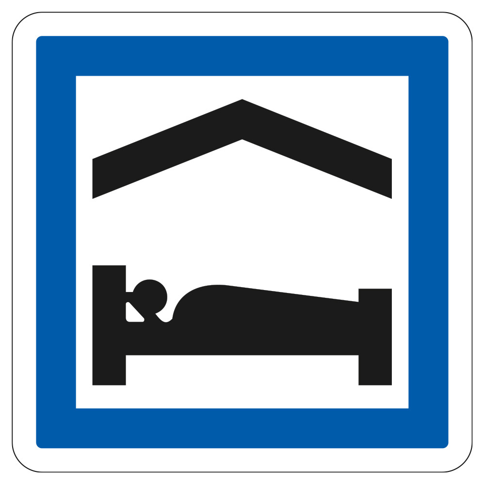 Panneau d'indication des services Chambre d'hôtes ou gîte CE5b Signalisation Carré Fond blanc Bordure bleu Panneau Sécurité