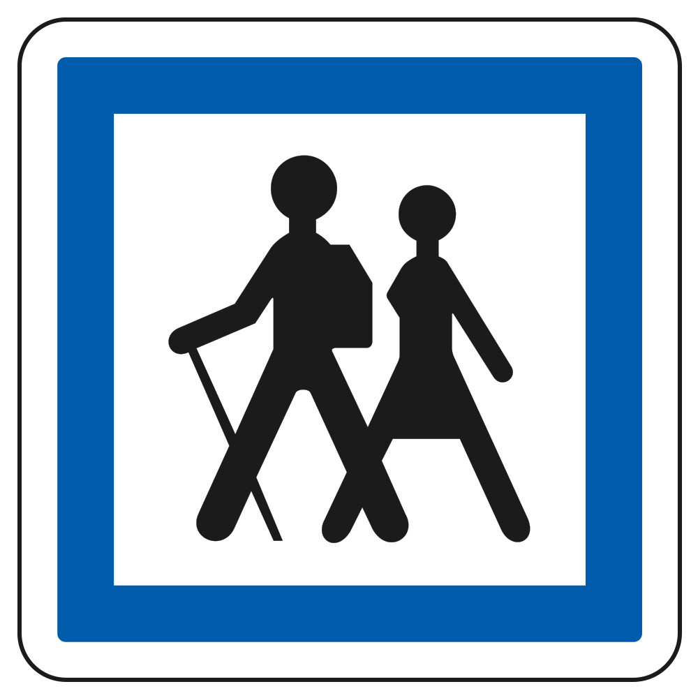 Panneau d'indication des services Point de départ d'un itinéraire pédestre CE6a Signalisation Carré Fond blanc Bordure bleu