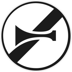 Panneau Fin d'interdiction de l'usage de l'avertisseur sonore B35 Signalisation Ronde Barré noir Panneau Sécurité Routière