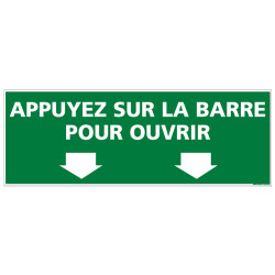 Panneau APPUYEZ SUR LA BARRE POUR OUVRIR (B0396)