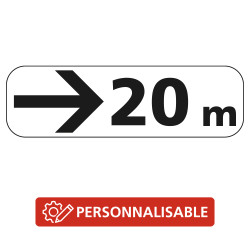 Panonceau Routier Galva Ecolign Type M3 - Flèche vers la droite avec Distance Personnalisable M3b3