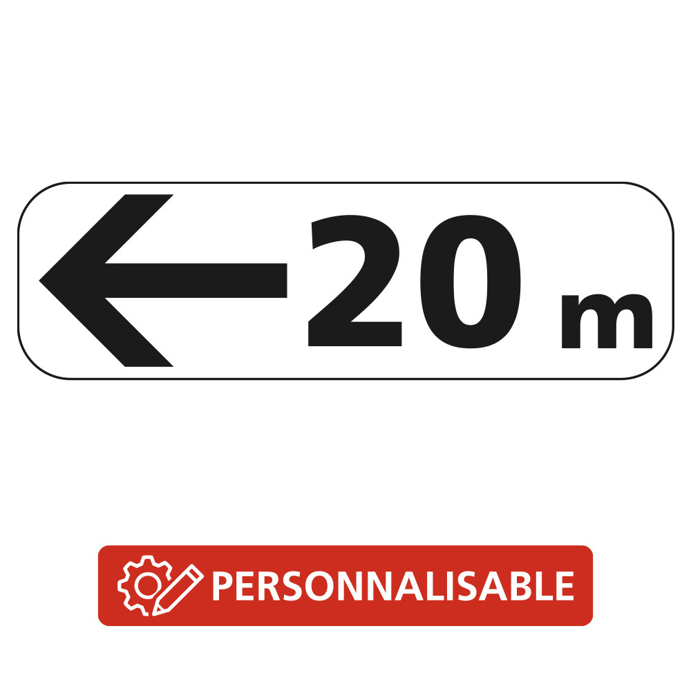 Panonceau Routier Galva Ecolign Type M3 - Flèche vers la gauche avec Distance Personnalisable M3b4