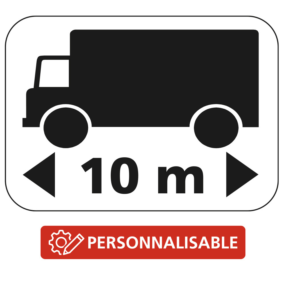 Panonceau Routier de type M4 catégorie véhicules de transport longueur personnalisable en Galva M4q