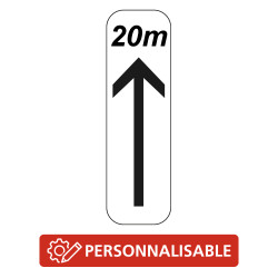 Panonceau Routier de type M8 flèche vers le haut distance personnalisable M8a bis complément panneau stationnement et arrêt