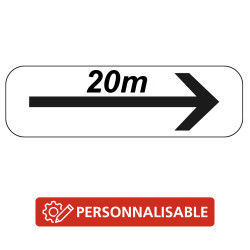 Panonceau Routier de type M8 flèche vers la droite distance personnalisable M8d bis complément panneau stationnement et arrêt