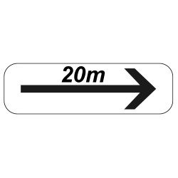 Panonceau Routier de type M8 flèche vers la droite distance personnalisée M8d bis complément panneau stationnement et arrêt