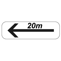 Panonceau Routier de type M8 flèche vers la gauche distance personnalisée M8e bis complément panneau stationnement et arrêt