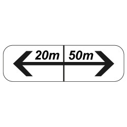 Panonceau Routier de type M8 double flèche gauche et droite distance personnalisée M8f bis complément panneau stationnement