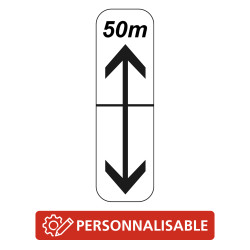 Panonceau Routier de type M8 double flèche haut et bas distance personnalisable M8c bis complément panneau stationnement arrêt