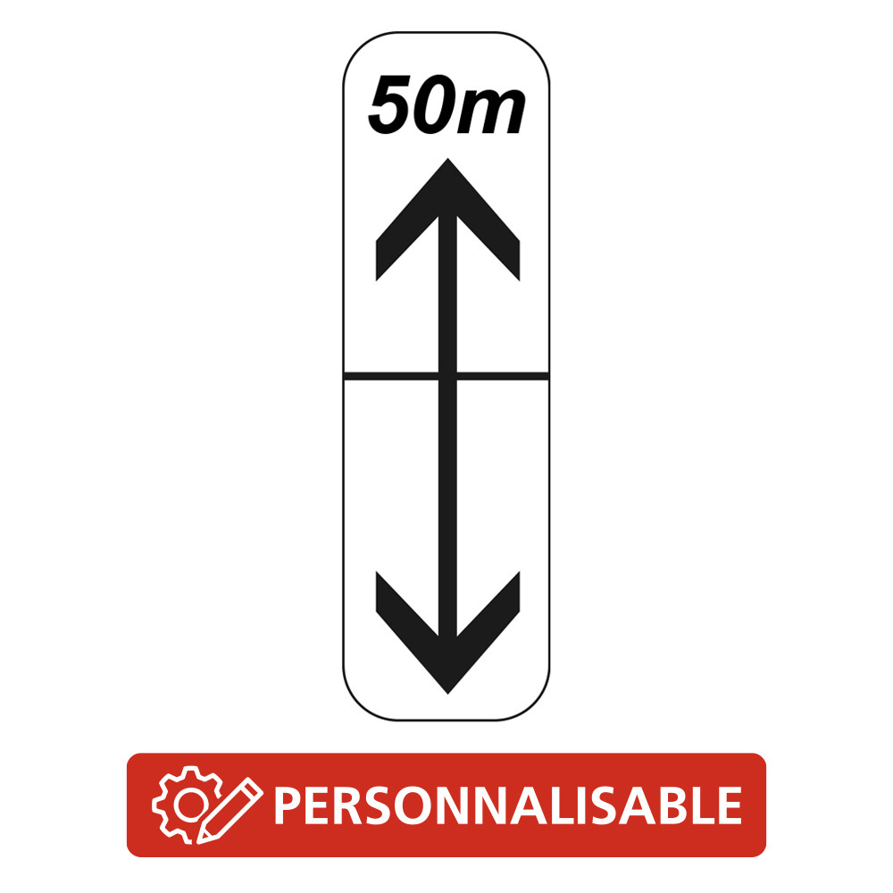 Panonceau Routier de type M8 double flèche haut et bas distance personnalisable M8c bis complément panneau stationnement arrêt