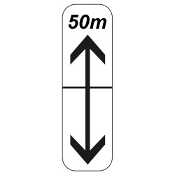 Panonceau Routier de type M8 double flèche haut et bas distance personnalisée M8c bis complément panneau stationnement arrêt