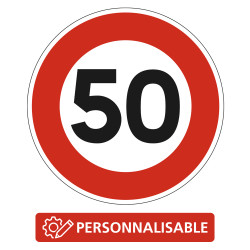 Panneau Interdiction Limitation de vitesse B14 personnalisable Signalisation Ronde Panneau Sécurité Routière