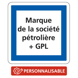 Panneau d'indication des services Poste de distribution de carburant et GPL marque société pétrolière CE15f personnalisable