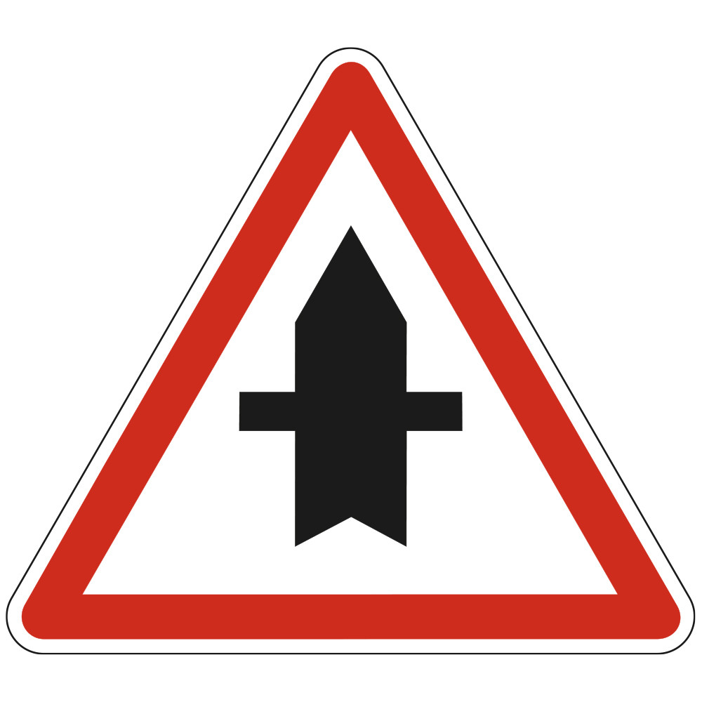 Panneau Intersection avec une route dont les usagers doivent céder le passage AB2 Signalisation Triangulaire Bord Rouge Panneau Intersection avec une route dont les usagers doivent céder le passage AB2 Signalisation Triangulaire Bord Rouge