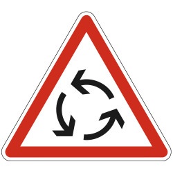 Panneau Danger Carrefour à sens giratoire AB25 Signalisation Triangulaire Bord Rouge Panneau Sécurité Routière