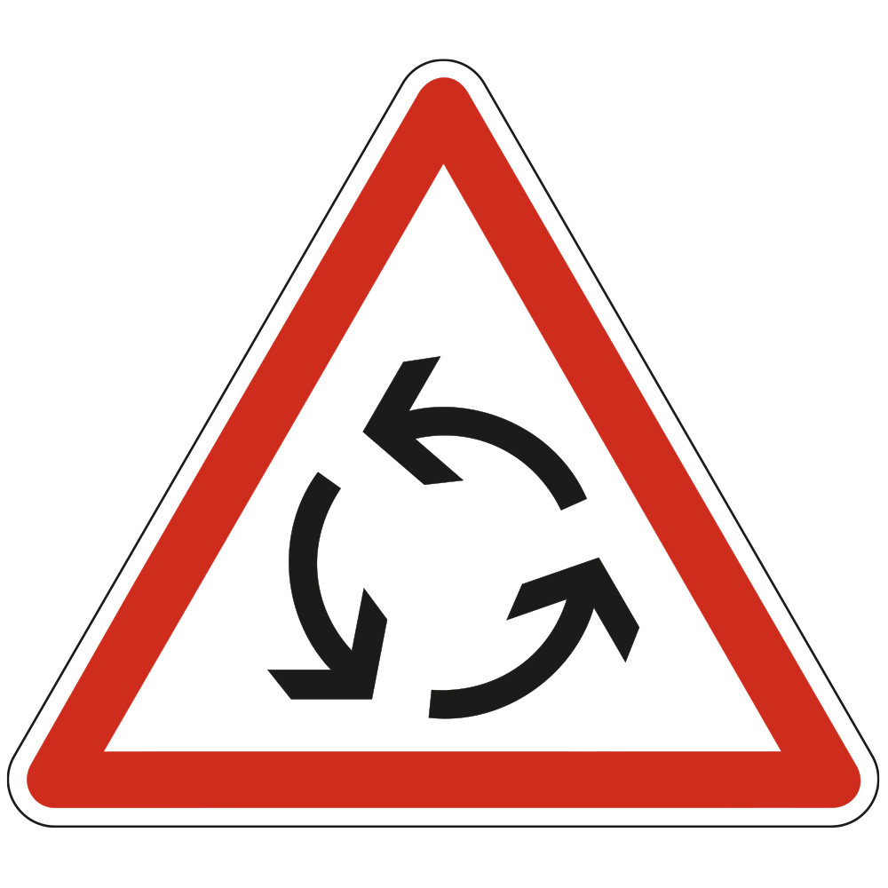 Panneau Danger Carrefour à sens giratoire AB25 Signalisation Triangulaire Bord Rouge Panneau Sécurité Routière Panneau Danger Carrefour à sens giratoire AB25 Signalisation Triangulaire Bord Rouge Panneau Sécurité Routière