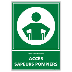 PANNEAU ESPACE D'ATTENTE SECURISE ACCES SAPEURS POMPIERS (B0402)