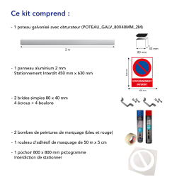 Description kit pochoir panneau Stationnement strictement interdit