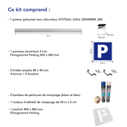 Description kit pochoir panneau Parking