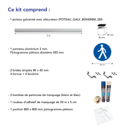Description kit pochoir panneau Piétons